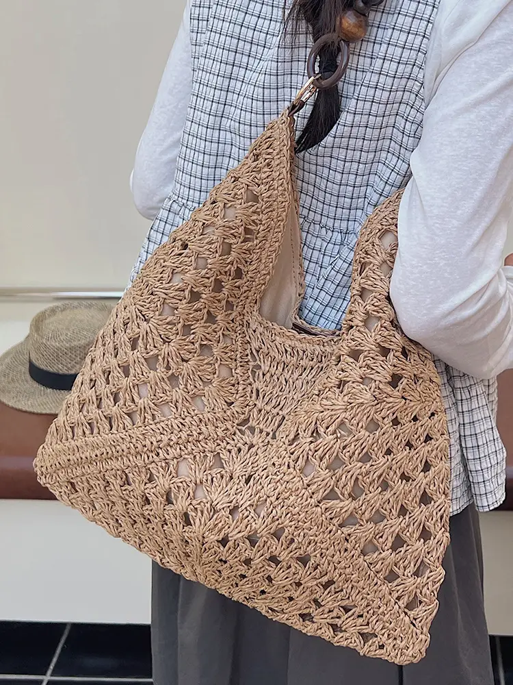 Women Straw Bag Large Capacity Summer Seaside Commuter - Image 10