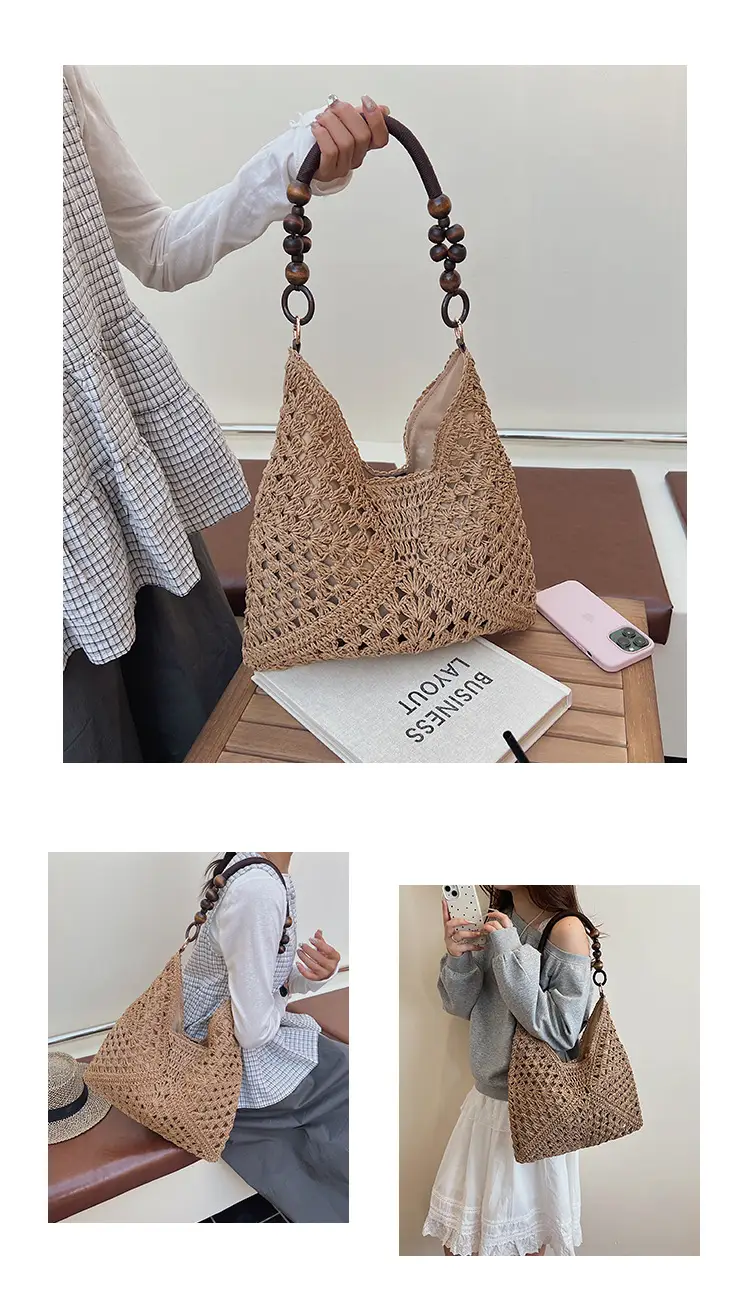 Women Straw Bag Large Capacity Summer Seaside Commuter — feature 10