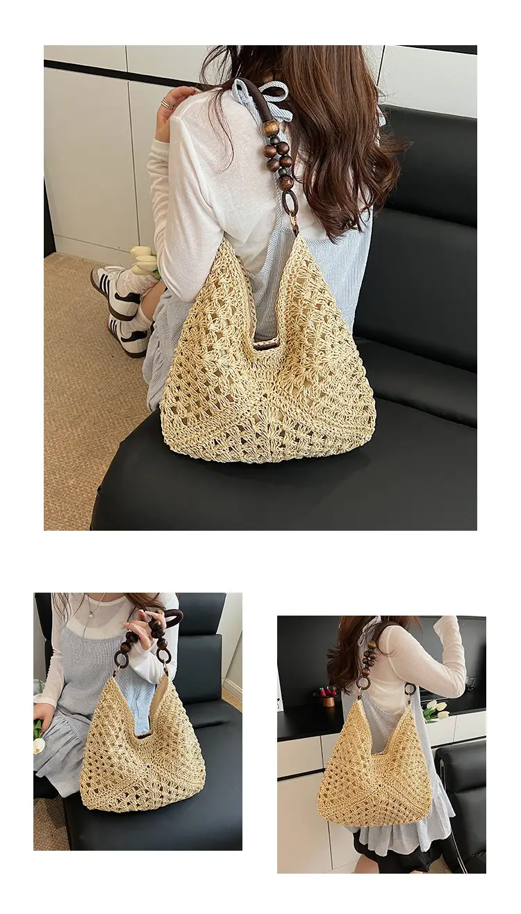Women Straw Bag Large Capacity Summer Seaside Commuter — feature 11