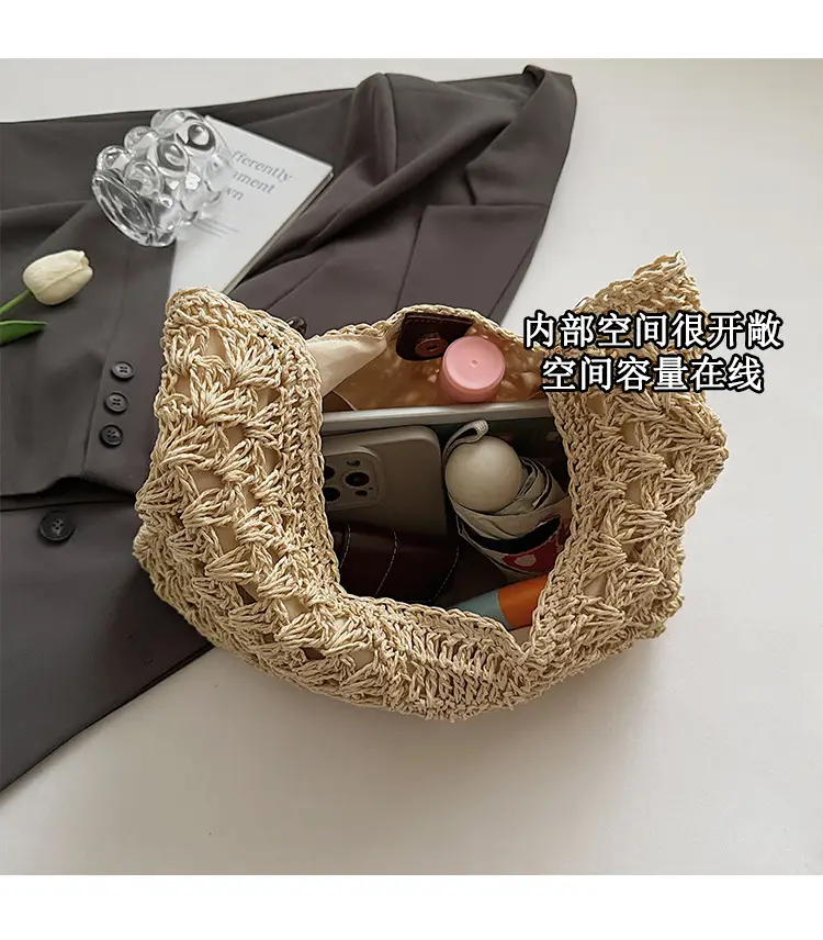 Women Straw Bag Large Capacity Summer Seaside Commuter — feature 9