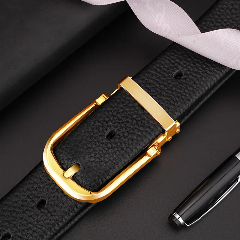 Men's Genuine Leather Belt with Silver Buckle - Image 4