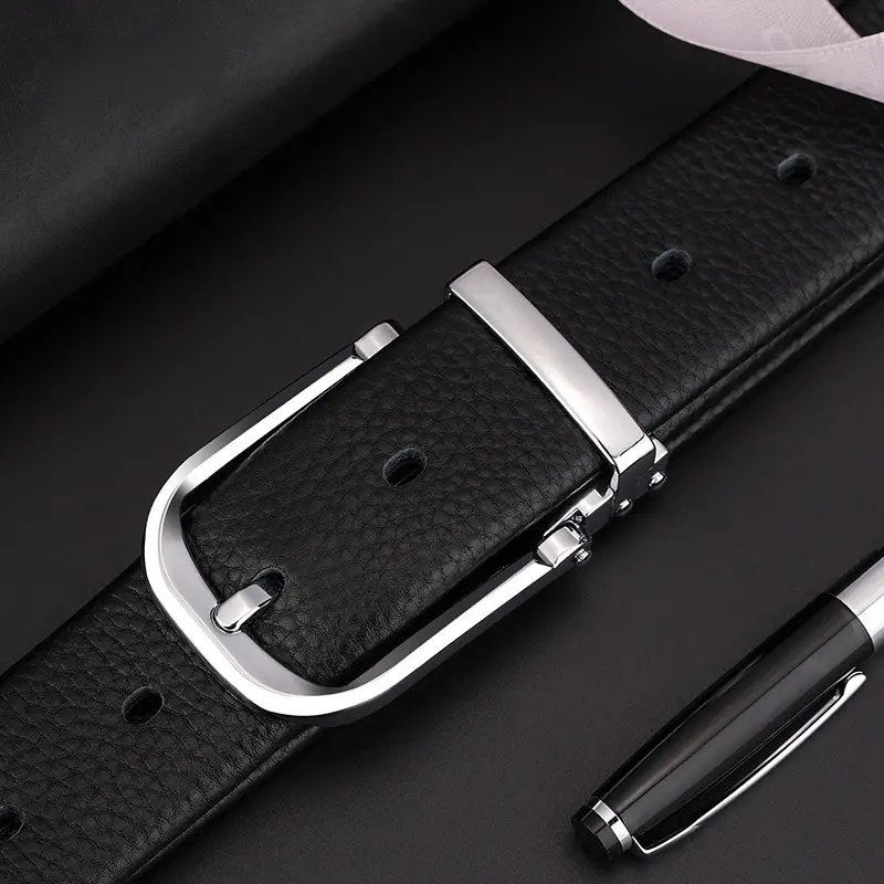 Men's Genuine Leather Belt with Silver Buckle - Image 5