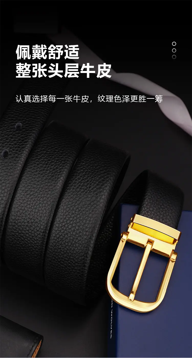 Men's Genuine Leather Belt with Silver Buckle — feature 12