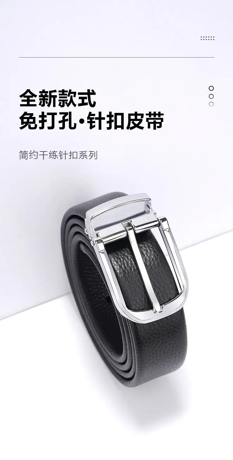 Men's Genuine Leather Belt with Silver Buckle — feature 2
