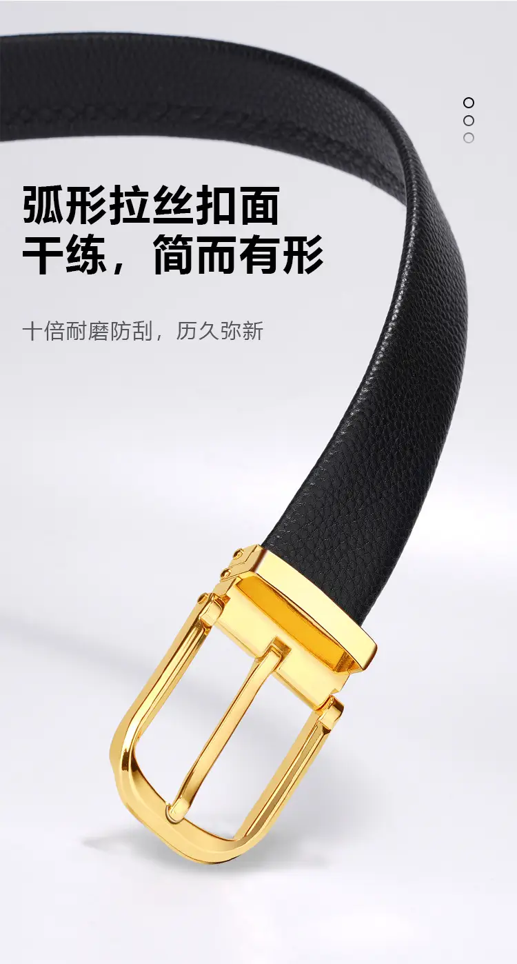 Men's Genuine Leather Belt with Silver Buckle — feature 9
