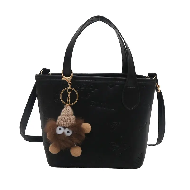 Pink Satchel Shoulder Bag with Cute Pom Pom Decor - Image 13