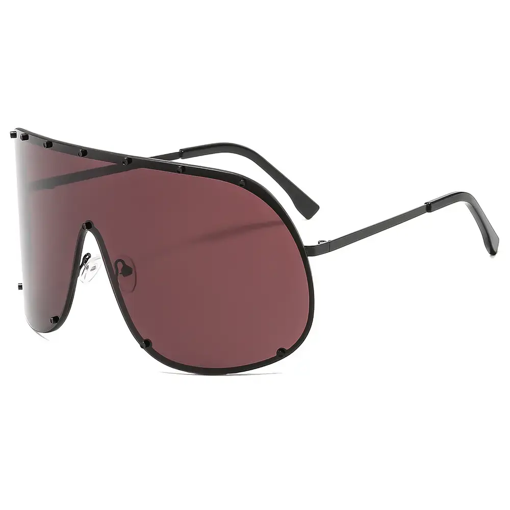 One-Piece Sunglasses with Clear Lenses Black - Image 11
