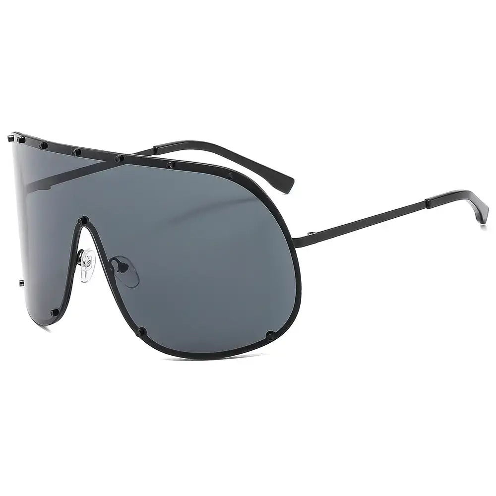 One-Piece Sunglasses with Clear Lenses Black