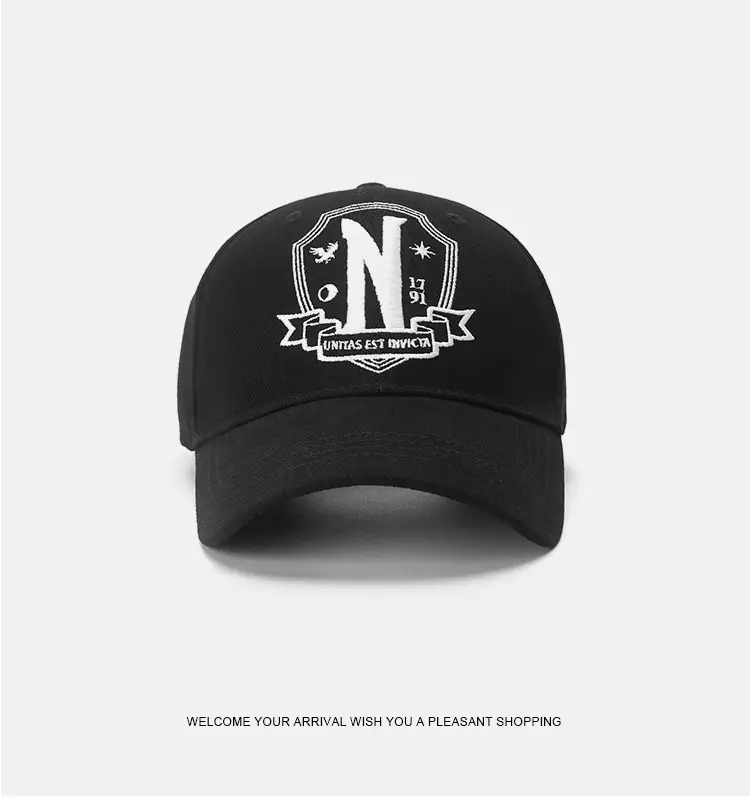 Black Embroidered Baseball Cap with Duckbill Design — feature 10