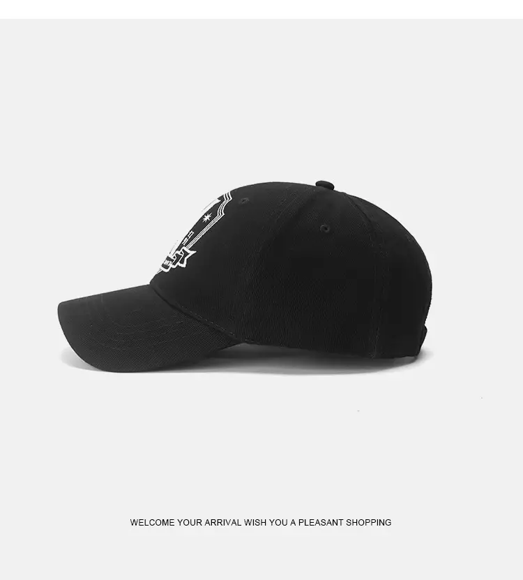 Black Embroidered Baseball Cap with Duckbill Design — feature 11