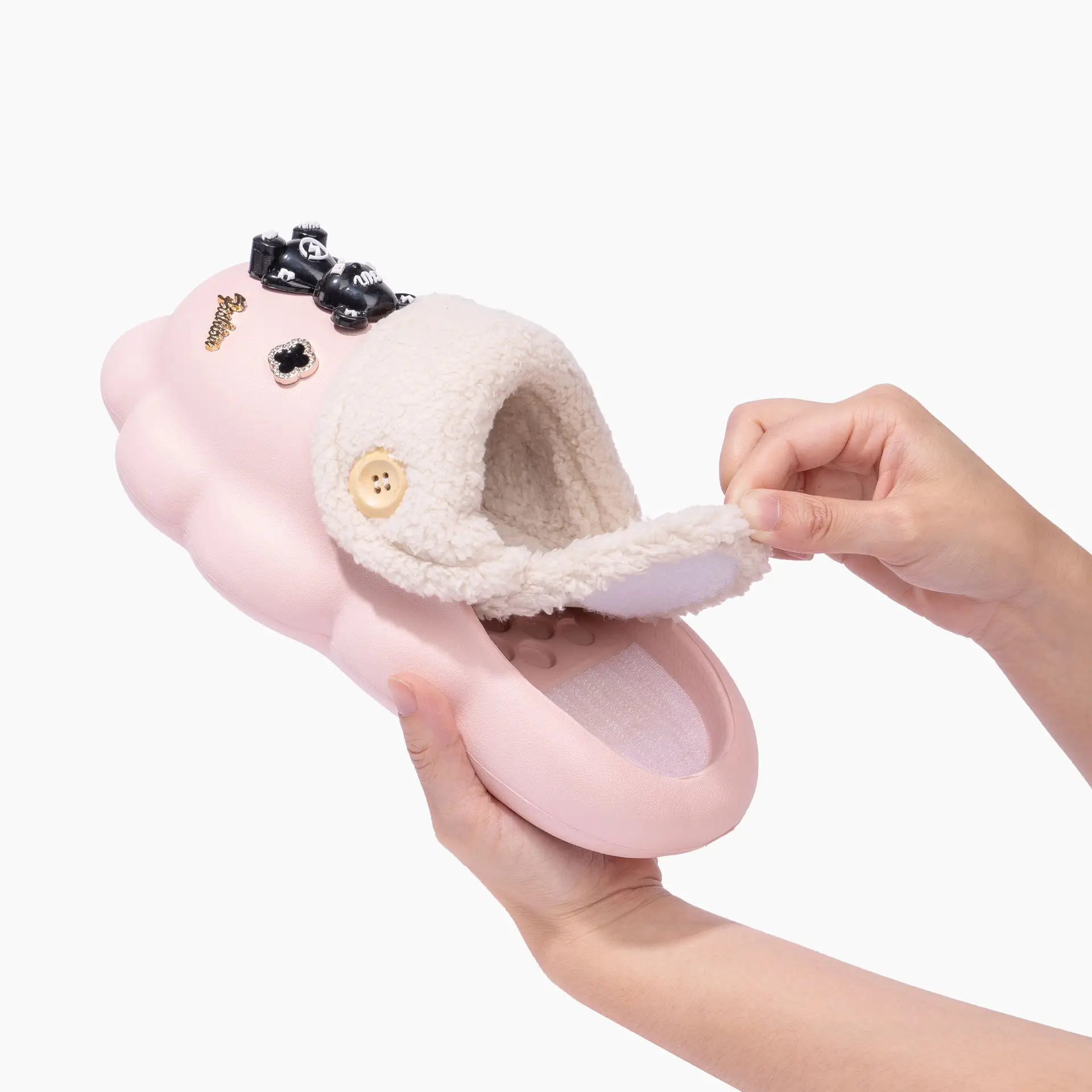 Pink Bow Slippers for Women Warm Plush Cotton Autumn Winter - Image 4