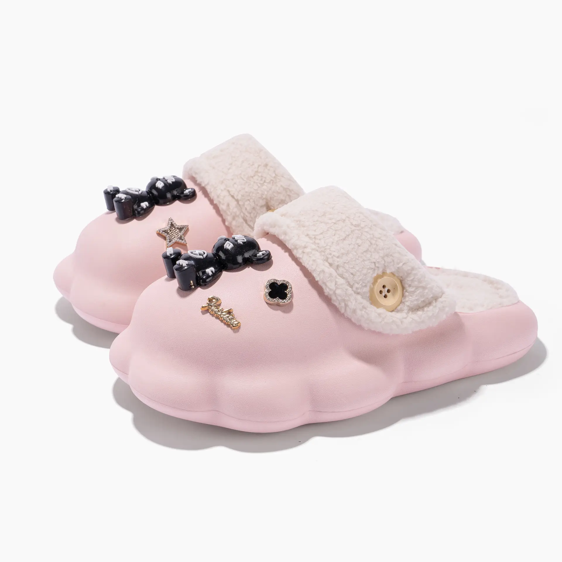 Pink Bow Slippers for Women Warm Plush Cotton Autumn Winter - Image 5