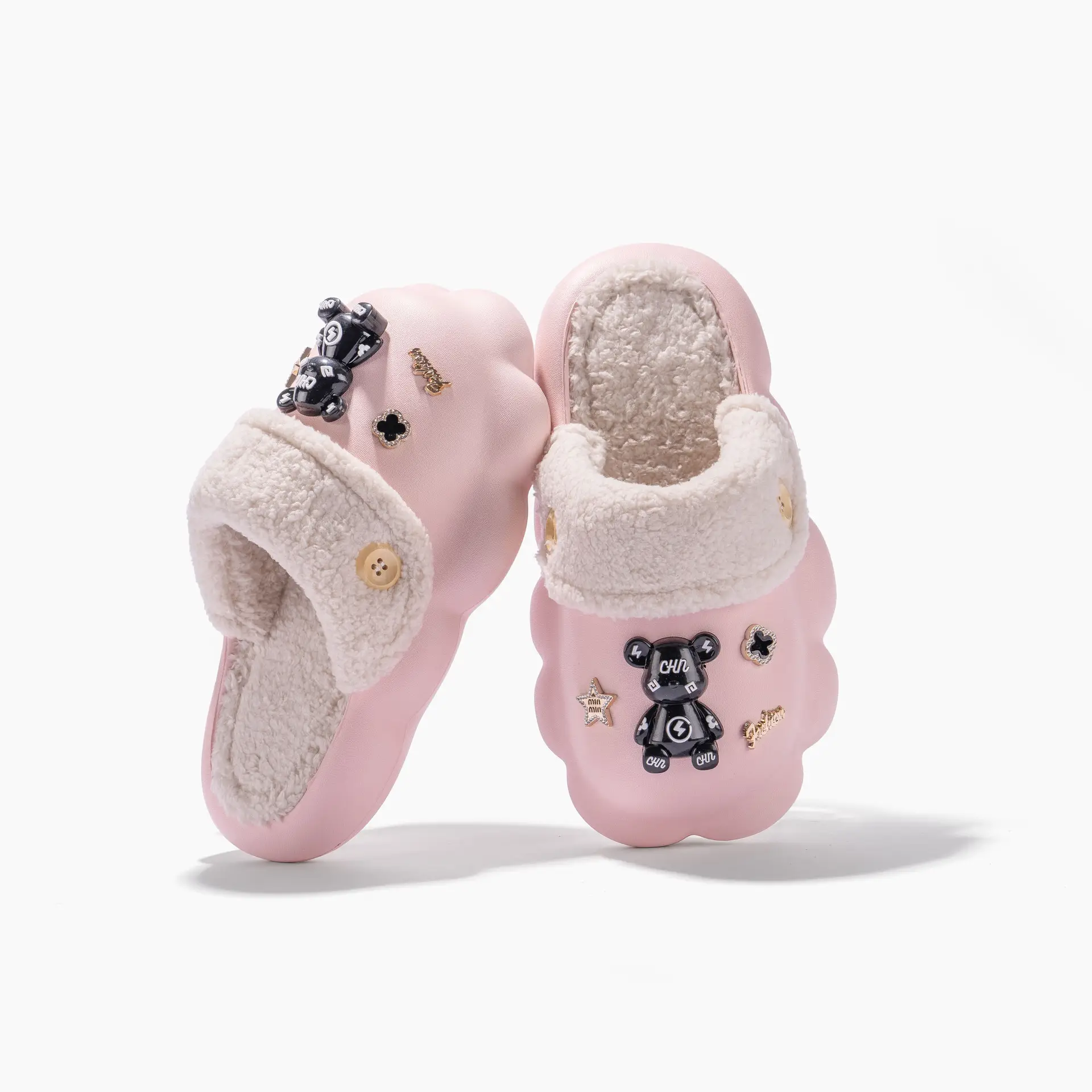 Pink Bow Slippers for Women Warm Plush Cotton Autumn Winter — feature 8