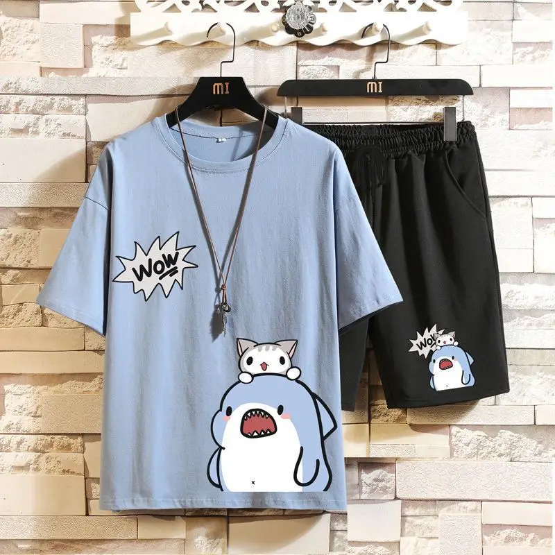 Boys Cartoon T-Shirt Shorts Set Yellow Black 13-14Y