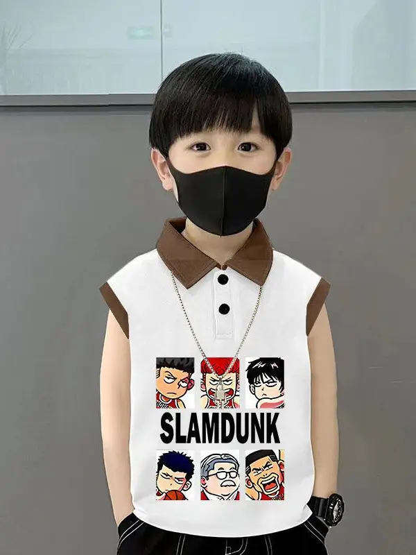 Kids Lapel Polo T-Shirt White Black 2025 Summer Medium Large - Image 24