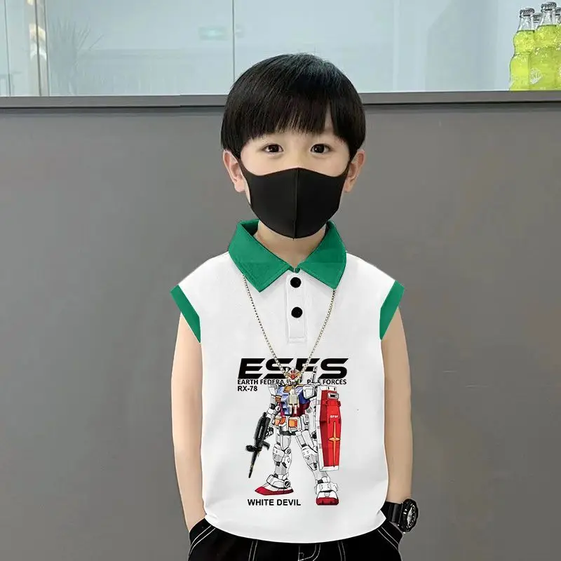 Kids Lapel Polo T-Shirt White Black 2025 Summer Medium Large - Image 10