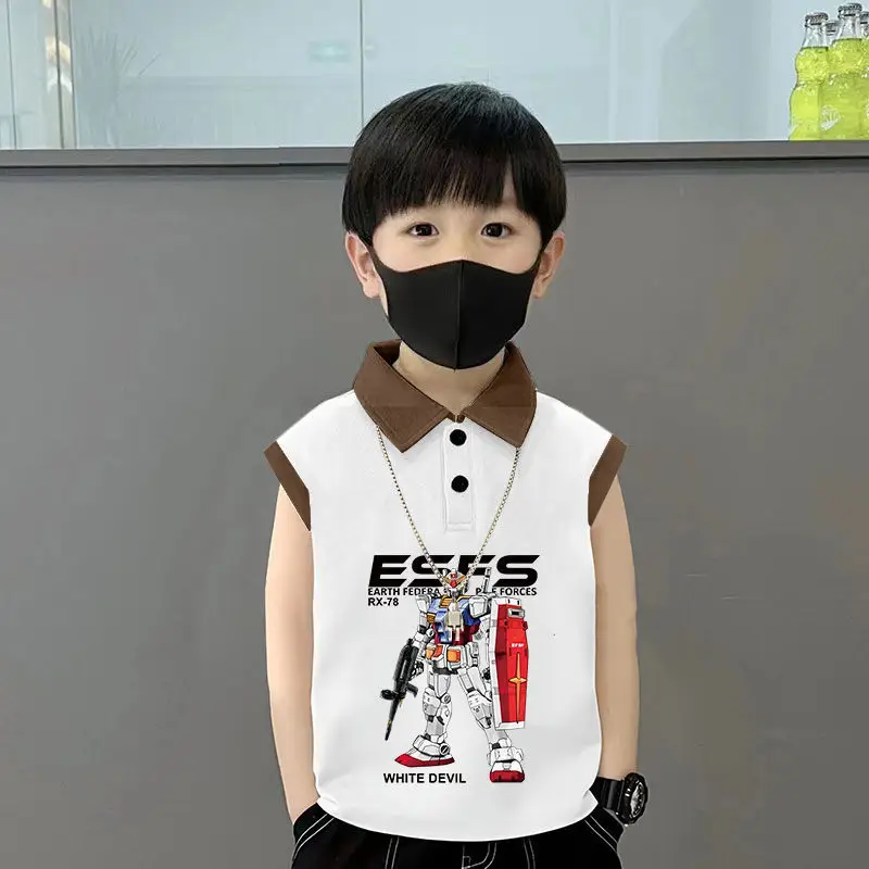 Kids Lapel Polo T-Shirt White Black 2025 Summer Medium Large - Image 11