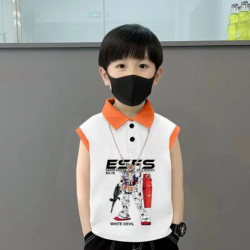 Kids Lapel Polo T-Shirt White Black 2025 Summer Medium Large - Image 12