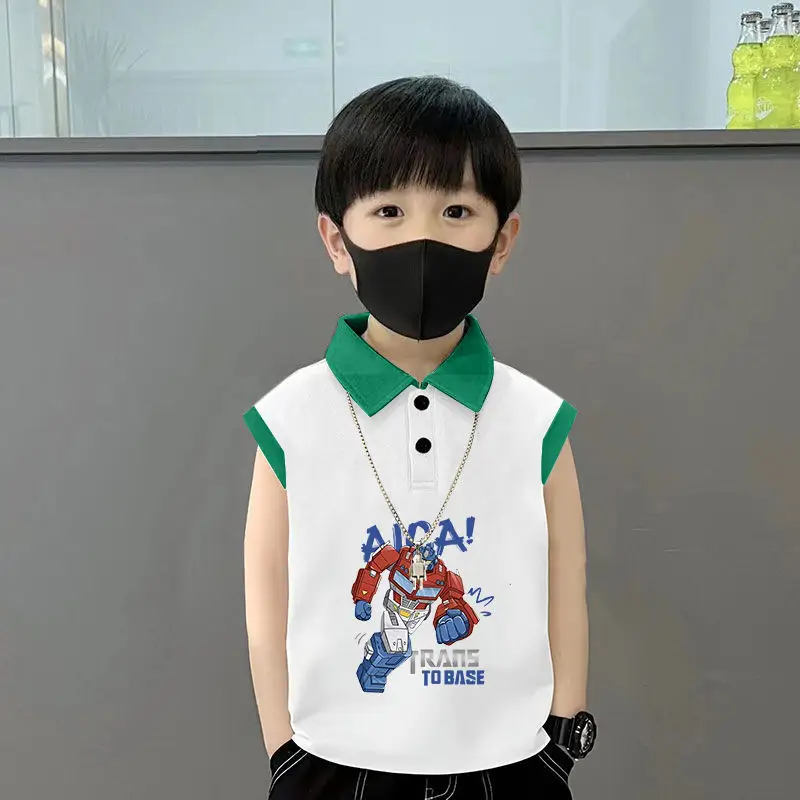 Kids Lapel Polo T-Shirt White Black 2025 Summer Medium Large - Image 14