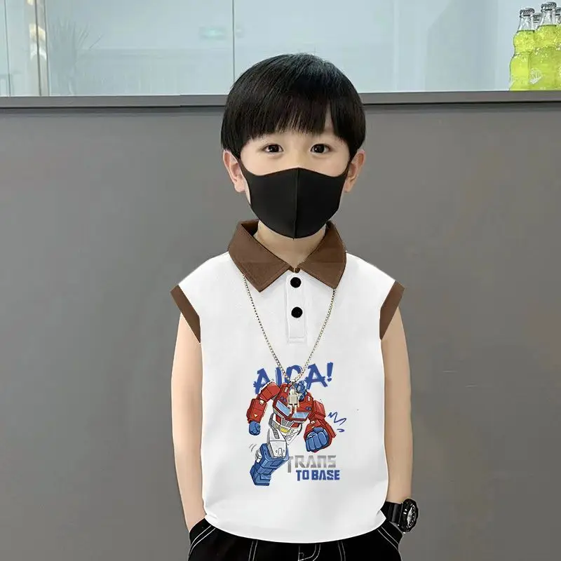 Kids Lapel Polo T-Shirt White Black 2025 Summer Medium Large - Image 15