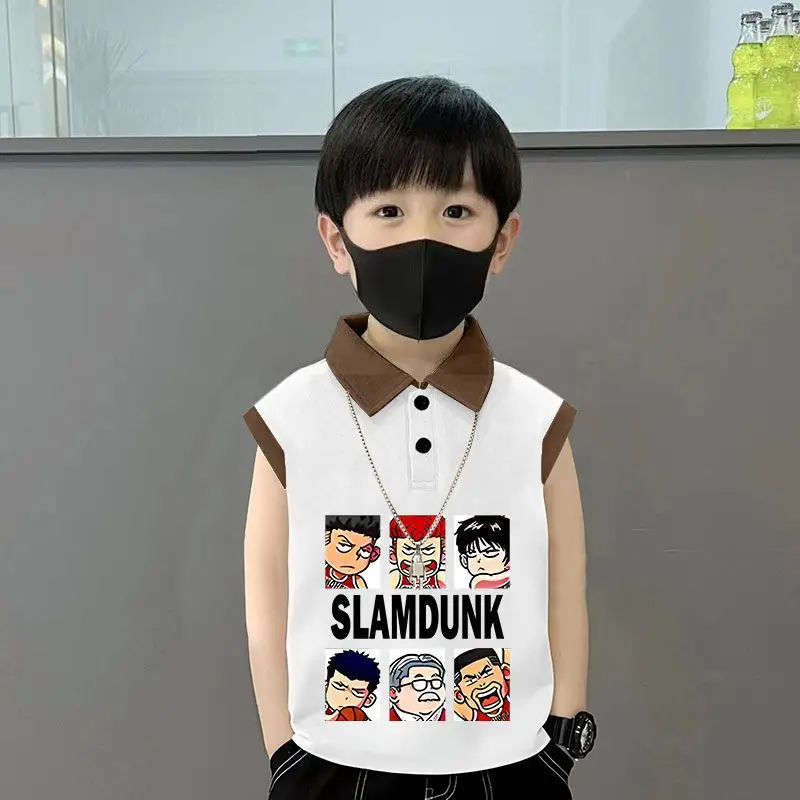 Kids Lapel Polo T-Shirt White Black 2025 Summer Medium Large - Image 3
