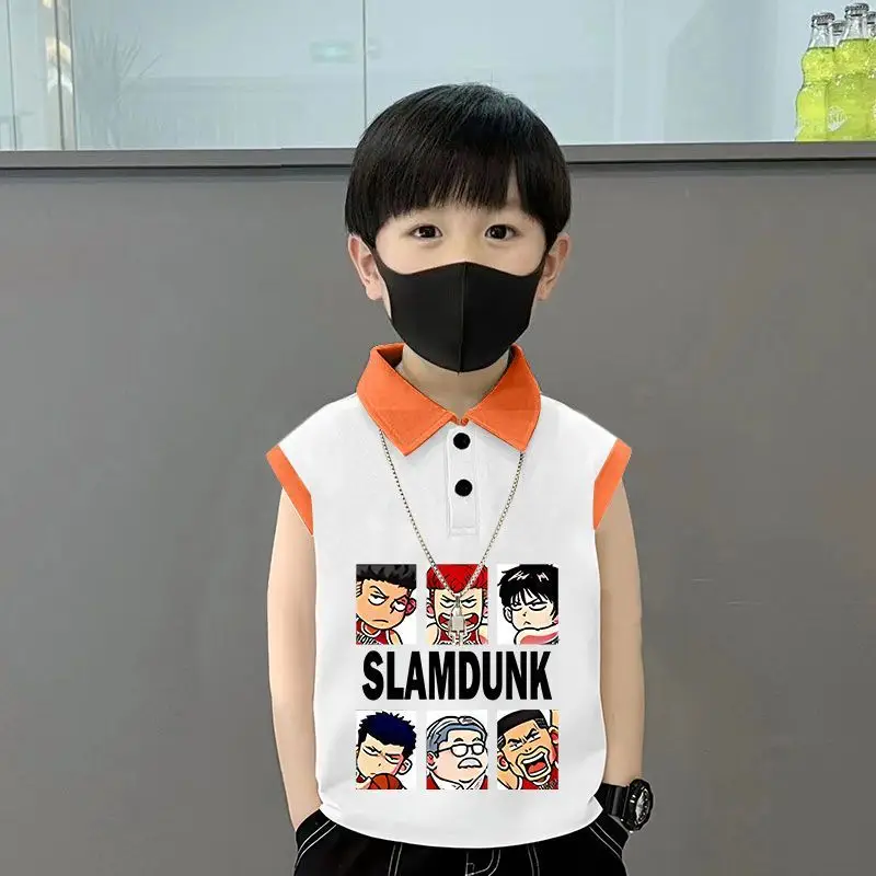 Kids Lapel Polo T-Shirt White Black 2025 Summer Medium Large - Image 4