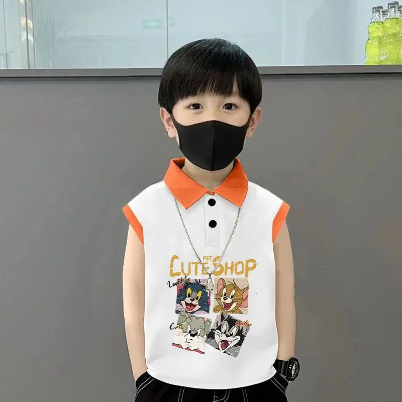 Kids Lapel Polo T-Shirt White Black 2025 Summer Medium Large - Image 8