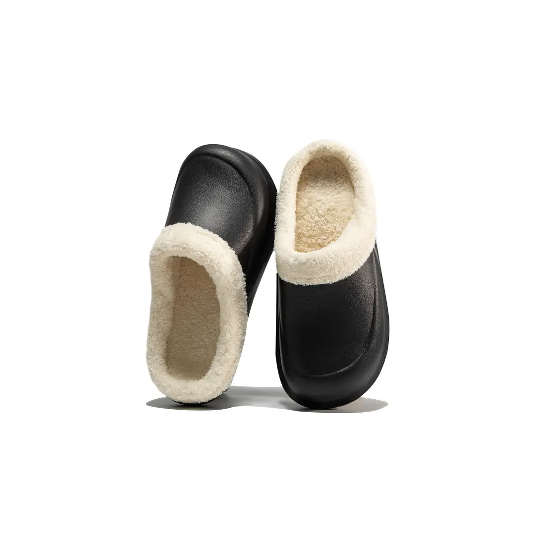 Autumn and Winter Warm Cotton Slippers for Men and Women, Indoor Home Simple Plush Non-Slip Couple Half-Wrap Slippers, Fashionable and Casual - Image 4