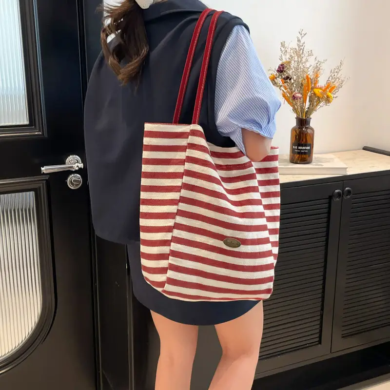 Green Striped Shoulder Bag Women 2023 Summer - Image 3