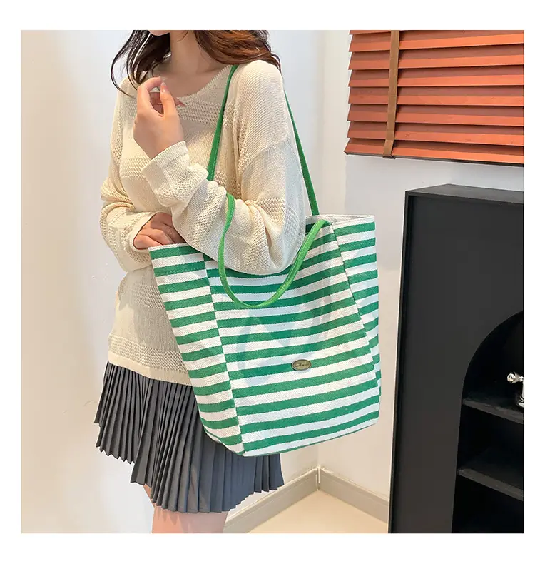 Green Striped Shoulder Bag Women 2023 Summer — feature 10