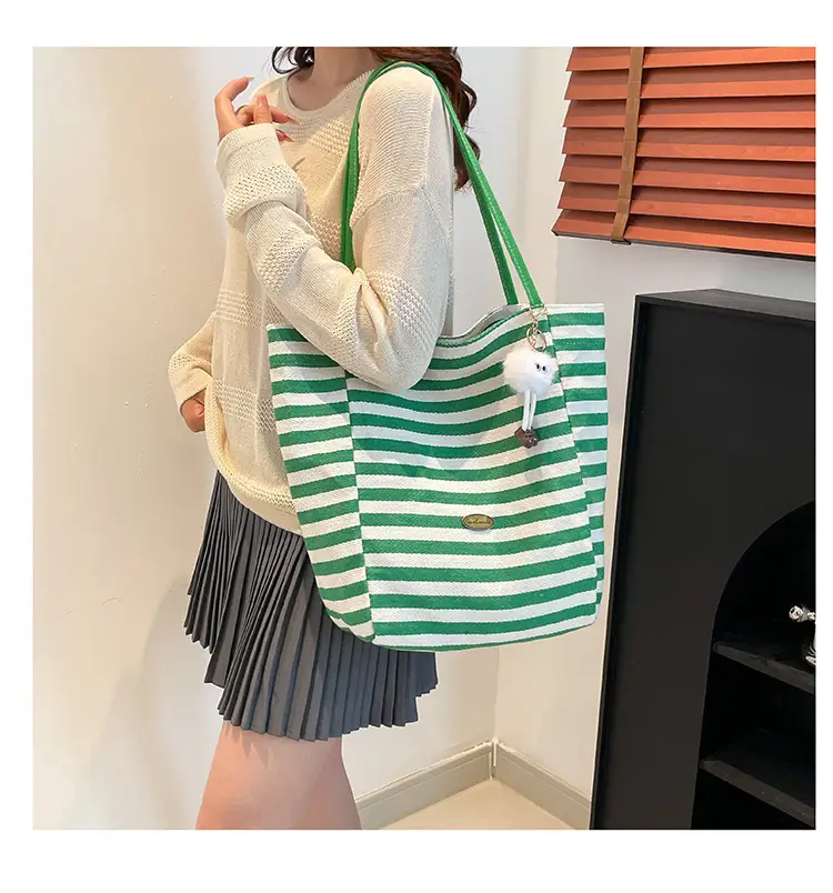 Green Striped Shoulder Bag Women 2023 Summer — feature 9