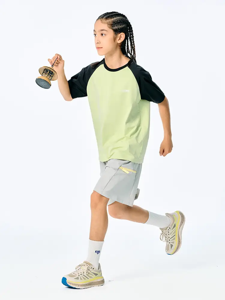 Kids Japanese Style Raglan Sleeve T-Shirt Blue Black Shorts Set - Image 6