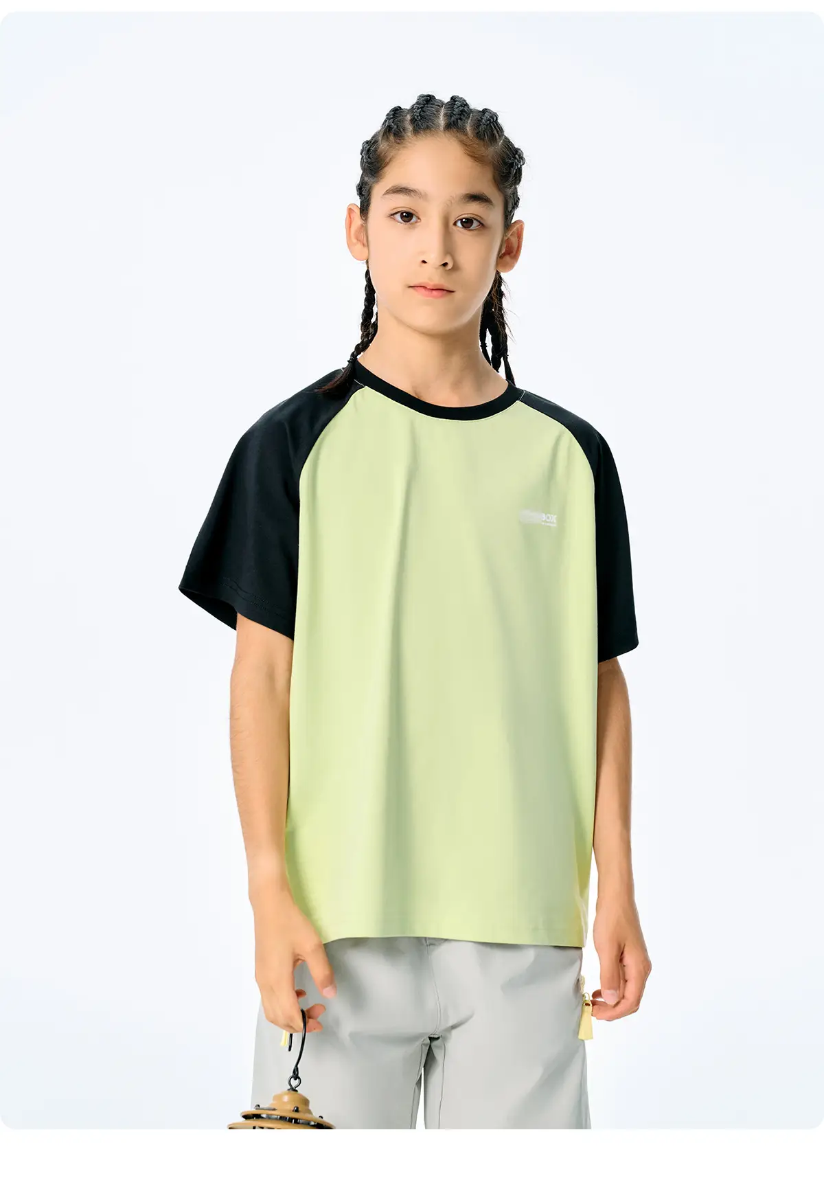 Kids Japanese Style Raglan Sleeve T-Shirt Blue Black Shorts Set — feature 15