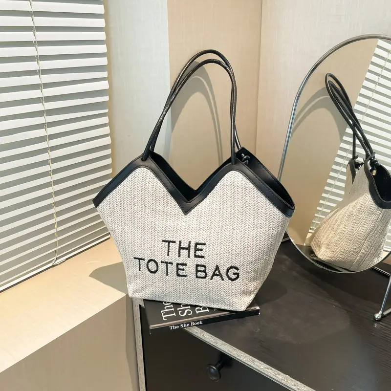 Women Straw Tote Bag Niche Design Shoulder Bag 2025 - Image 5