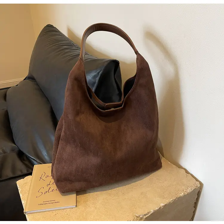 Women Cross-Border Retro Soft Suede Shoulder Bag Brown 2026 — feature 9