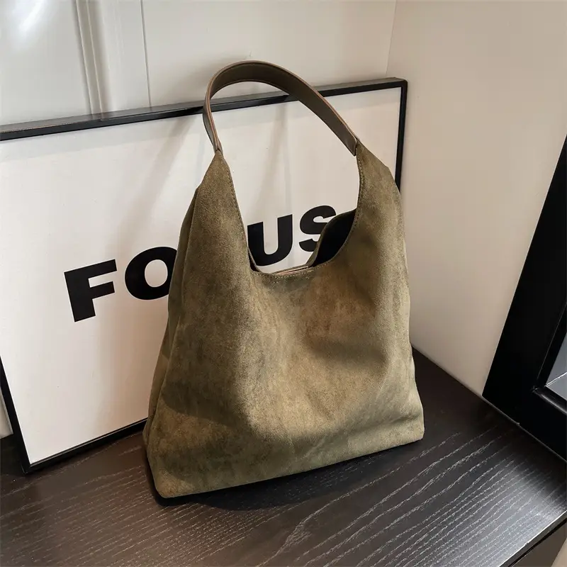 Women Cross-Border Retro Soft Suede Shoulder Bag Brown 2026 - Image 3