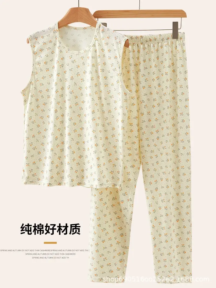 Women's New Middle-Aged and Elderly Wide-Shouldered Vest Loose Large Size Old Lady's Top Sleeveless Undershirt Mother's Plus-Size Intimates — feature 2