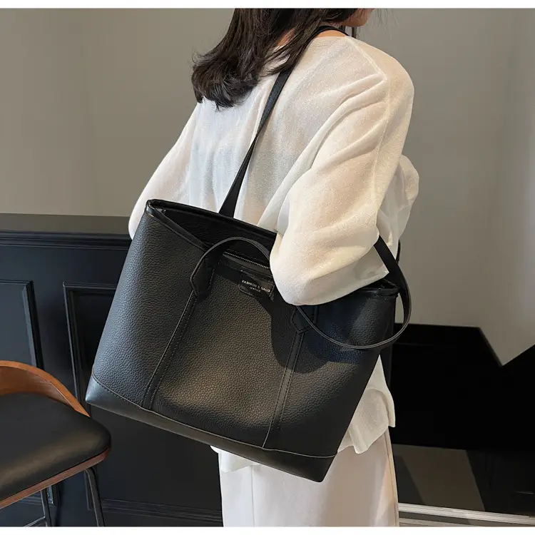 Women's Large Tan Tote Bag with Leather Handles — feature 13