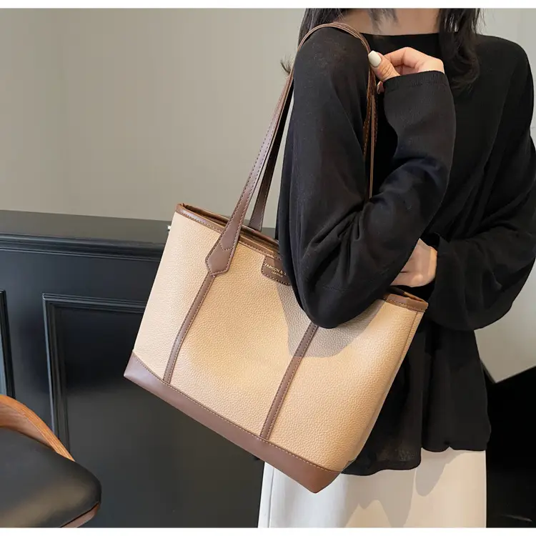 Women's Large Tan Tote Bag with Leather Handles — feature 15