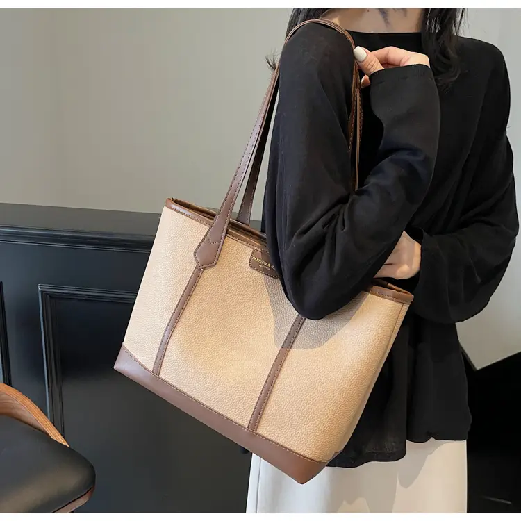Women's Large Tan Tote Bag with Leather Handles — feature 16