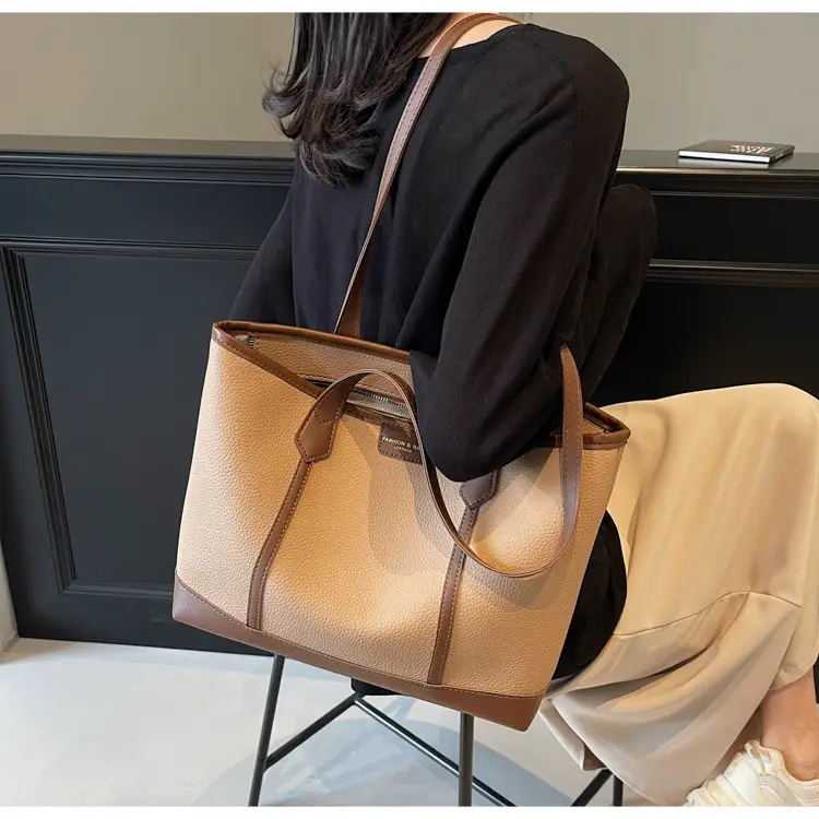 Women's Large Tan Tote Bag with Leather Handles — feature 18