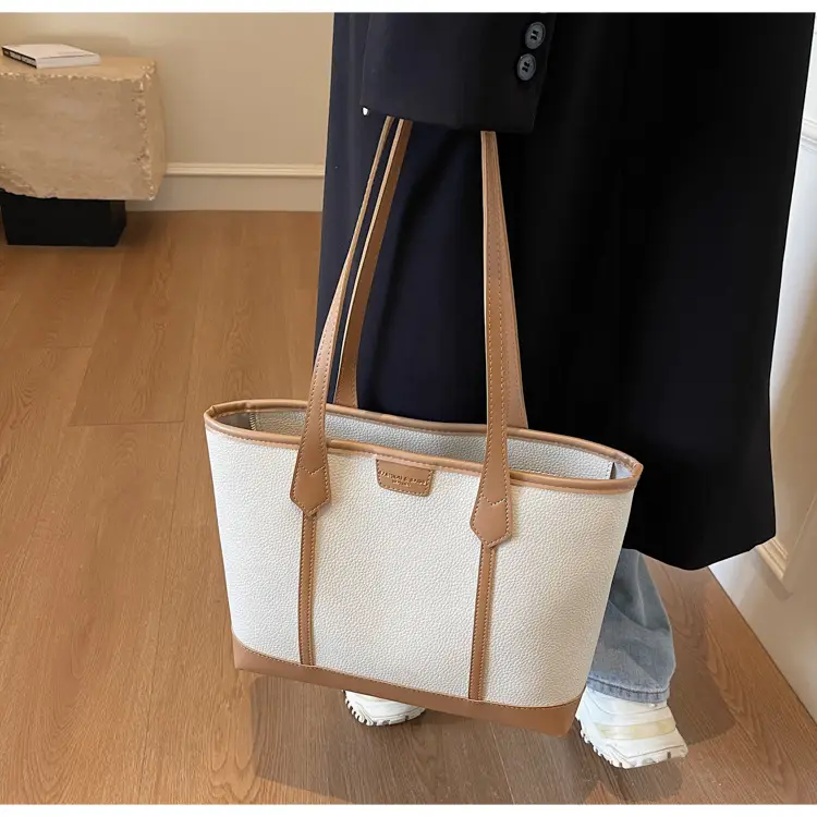 Women's Large Tan Tote Bag with Leather Handles — feature 19