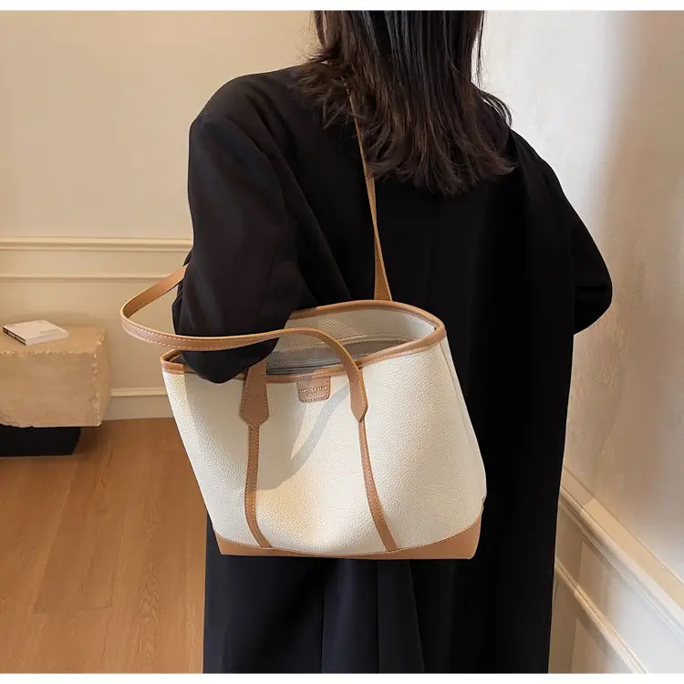Women's Large Tan Tote Bag with Leather Handles — feature 21