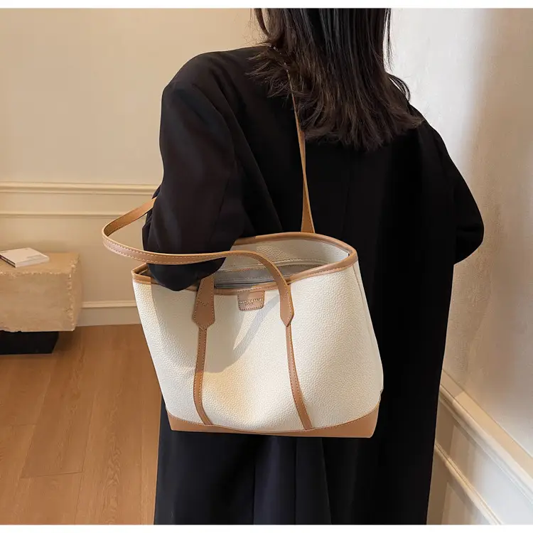 Women's Large Tan Tote Bag with Leather Handles — feature 22