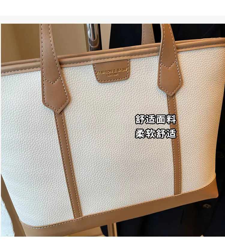 Women's Large Tan Tote Bag with Leather Handles — feature 7