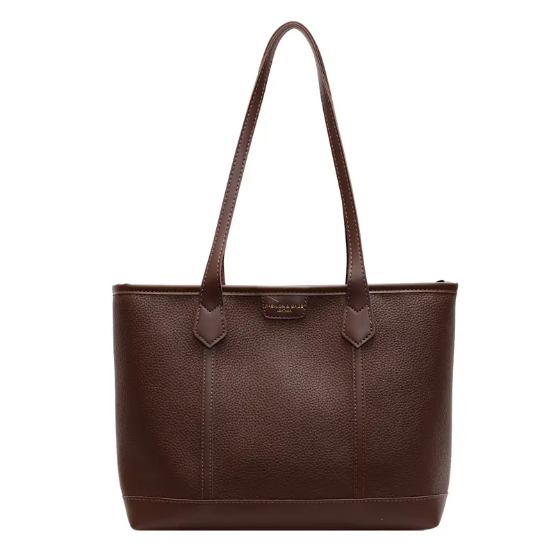 Women's Large Tan Tote Bag with Leather Handles - Image 4