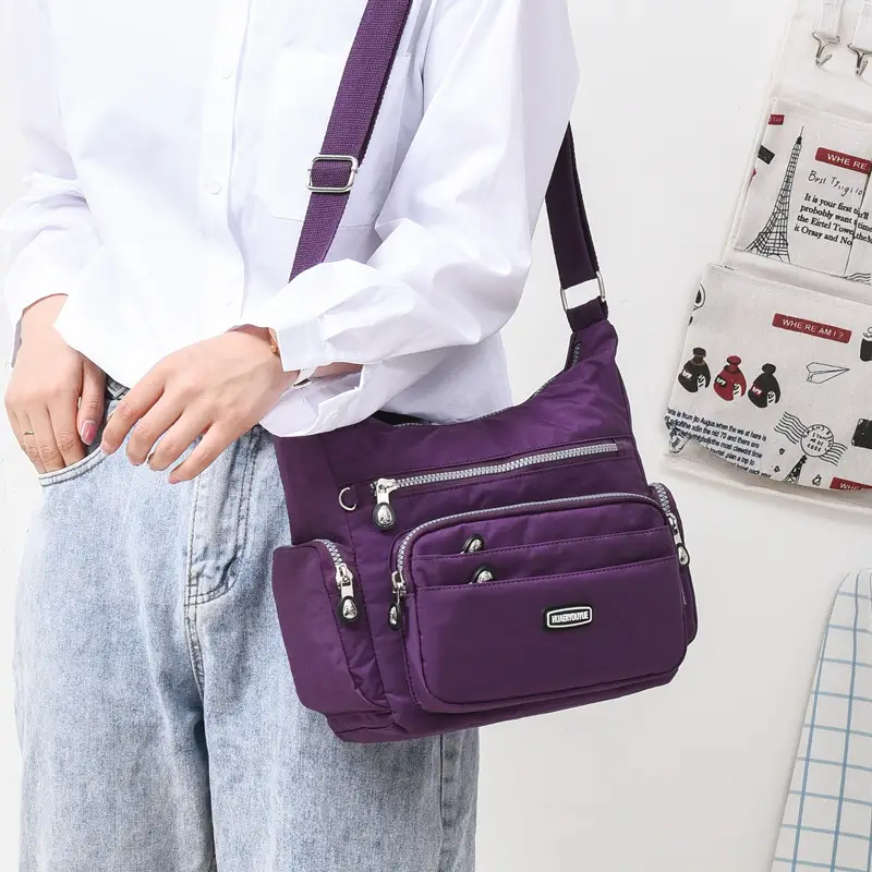 Purple Multi-Pocket Shoulder Crossbody Bag for Women - Image 11