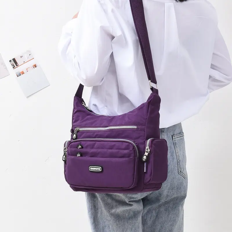 Purple Multi-Pocket Shoulder Crossbody Bag for Women - Image 13