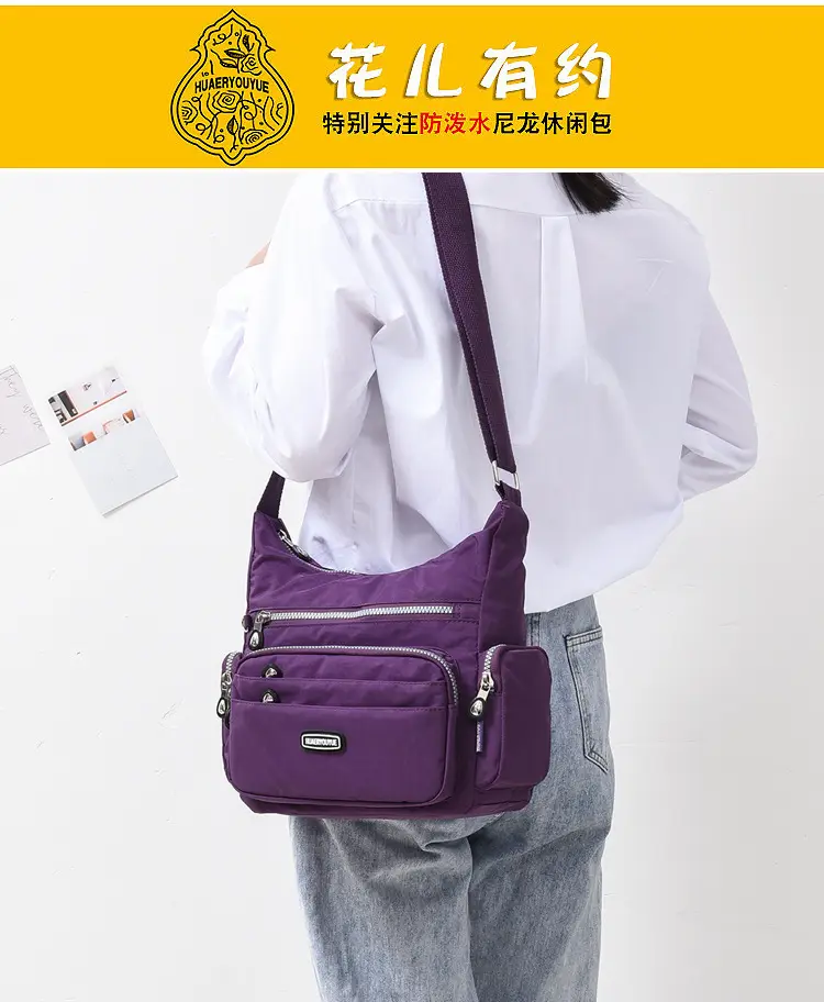 Purple Multi-Pocket Shoulder Crossbody Bag for Women — feature 1