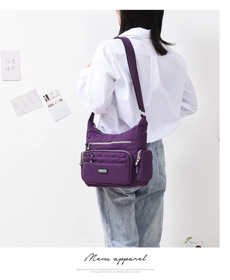Purple Multi-Pocket Shoulder Crossbody Bag for Women — feature 11